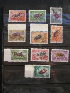 ハンガリー　昆虫切手　10種　印アリ　　　　　　同梱可