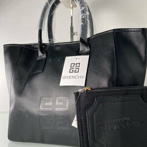 1円 【未使用】 ジバンシー GIVENCHY メンズ ビジネスバッグ トートバッグ ショルダー カバン ポーチ付き A4 通勤 ブラック 黒 大容量