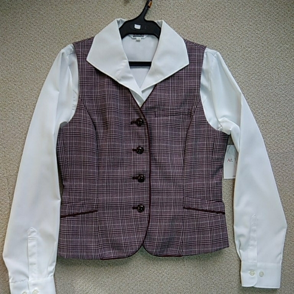 9号 チェックベスト レディース 制服 事務服 受付 OL 新品 即決 ALPHA PIER (株)チクマ