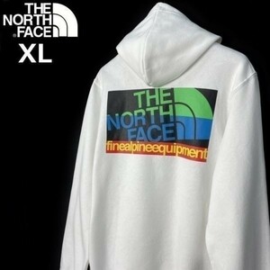 1円～!売切!【正規新品】THE NORTH FACE◆GRAPHIC INJECTION HOODIE GI プルオーバー パーカー US限定 裏起毛 男女兼用(XL)白 181130-30