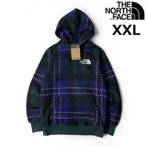 1円～!売切!【正規新品】THE NORTH FACE W HOLIDAY HOODIE パーカー US限定 上質 男女兼用 裏起毛 キャンプ(XXL)青 緑 チェック柄181130-35_画像2