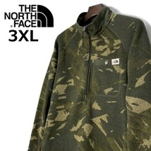 1円～!売切!【正規新品】THE NORTH FACE PRINT GORDON LYONS 1/4ZIP フリース プルオーバー US限定 厚手ニット(3XL)カーキ 迷彩柄181024-40_画像1