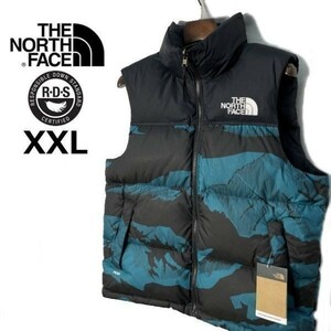 1円～!売切!【正規新品】THE NORTH FACE PRINTED 1996 RETRO NUPTSE VEST ダウンベスト ヌプシ US限定 防寒(XXL)青 総柄 ① 190122-115