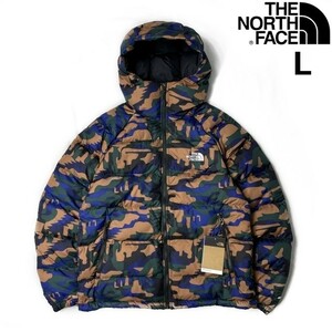 1円～!売切!【正規新品】THE NORTH FACE◆PRINTED HYDRENALITE HOODIE ダウンジャケット US限定 軽量 2022-23最新(L)茶 迷彩柄 190122-130