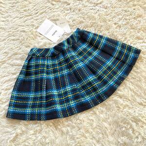  new goods unused bebe Bebe check pattern lining attaching skirt blue navy blue green 90cm autumn winter navy winter thing girls girl 