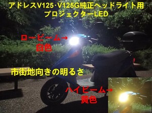 アドレス V125 V125G 純正ヘッドライト用プロジェクターLED（V125S取付不可）