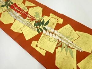 ys6857268; 宗sou 色紙に藤模様刺繍袋帯（材料）【アンティーク】【着】