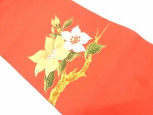 Art hand Auction ys6845966; Sosou Shiose rama pintada a mano y patrón de flores Nagoya obi [reciclado] [usando], banda, Obi de Nagoya, A medida