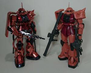 MG　1/100　MS-06S シャア専用ザク Ver.2.0、MS-06S ザク2 コーティングver.　２体セット　素組、墨入　完成品　