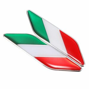 イタリア 2枚セット エンブレム　金属製 ステッカー　デカール　国旗　旗　車
