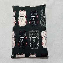 ティッシュ1個付/ポケットティッシュケース/ハンドメイド/招き猫深緑2_画像2