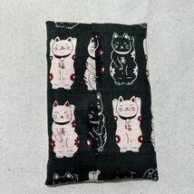 ティッシュ1個付/ポケットティッシュケース/ハンドメイド/招き猫深緑2_画像1