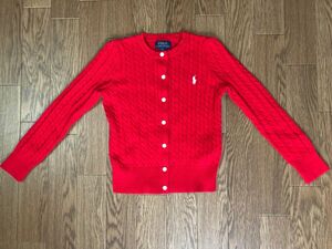 POLO RALPH LAUREN ポロラルフローレン　ケーブルカーディガン　赤　サイズ6 美品