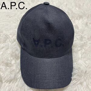 【新品】A.P.C. アーペーセー ロゴプリント キャップ ブルー　帽子