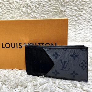 【美品】LOUIS VUITTON ルイヴィトン　コインカードホルダー　フラグメントケース　モノグラム エクリプス　レザー　グレー　黒　ブラック