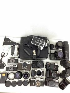 【1円スタート】OLYMPUS Canon MINOLTA ペンタックス　コニカ　カメラ11台　レンズ3個　ビデオカメラ2台　双眼鏡1台　その他色々　