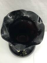 カメイガラス KAMEI GLASS OSAKA 花瓶 花器 フラワーベース 本金使用 ブラック系 黒系 231117_画像3
