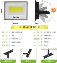 【即納】4台 50W スイッチ付き LED 投光器 COBチップ 超薄型 8000LM 昼光色 6500K 高輝度 IP66 防水防塵 軽量 屋外 照明 送料無料 MKT-N050_画像7