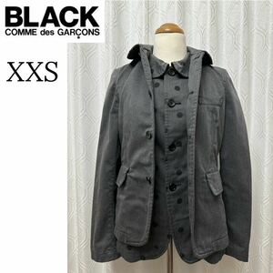 BLACK COMME des GARCONS ブラックコムデギャルソン ドット レイヤード 丸襟 ジャケット グレー XXS