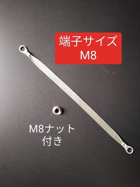 ナット付き マフラーアース 30cm1本 端子サイズ8mm