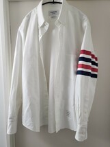 トムブラウン THOMBROWNE 長袖シャツ ホワイト トリコロール 4BAR_画像1