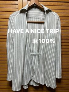 HAVE A NICE TRIP ロングボレロ　長袖　麻100%