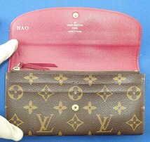 ◎LOUIS VUITTON　ルイ ヴィトン　モノグラム　ポルトフォイユ エミリー ルージュ　M60136　二つ折り 長財布　ウォレット　ネーム刻印あり_画像6