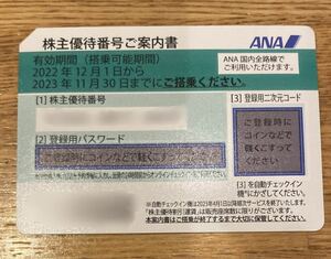 定額出品　1枚　全日空　ANA NH 株主優待券　番号通知　11月末まで