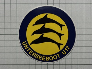 ドイツ 古いステッカー：UNTERSEEBOOT U17 潜水艦 イルカ 戦争 第一次世界大戦 Uボート ビンテージ 海外 +Da