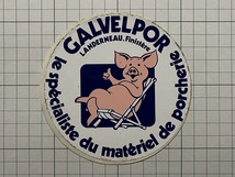 フランス 古いステッカー：GALVELPOR LANDERNEAU 豚舎 豚 ブタ ピッグ 養豚 ビンテージ 海外 +Fa_画像1