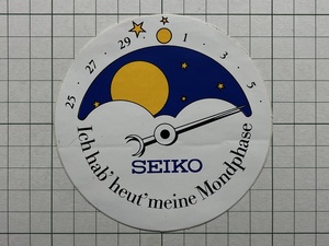 ドイツ SEIKO セイコー 広告 時計 腕時計 月齢表 古いステッカー： ビンテージ 海外 +Fa