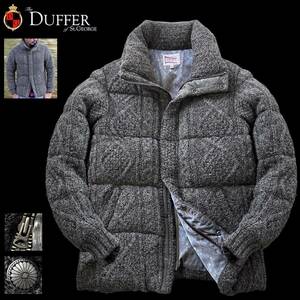 サファリ掲載 極美品 定3.6万 極暖! DUFFER ダファー コンチョ釦 ペイズリー リネン混 ケーブルニット ダウンジャケット M CABLE KNIT DOWN