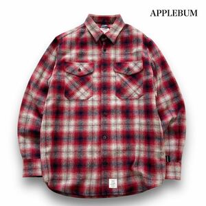 【APPLEBUM】アップルバム オンブレチェック ウールシャツ 長袖シャツ ボタンダウンシャツ ワークシャツ wool ombre check (L)