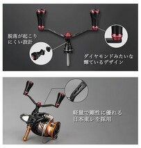 カーボンハンドル　共回り式　98mm　ダイワ・スピニングリール　六角軸用　左右両用　ブラックレッド　ゴメクサス　FYT-A20_画像2