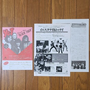 Y&T 【切り抜き＆チラシ】デビューアルバム雑誌広告＆記事 1977年/BLACK TIGER LPレコード予約カード フライヤー 1982年