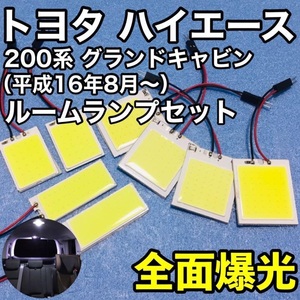 トヨタ ハイエース 200系 4型 5型 グランドキャビン T10 LED 室内灯 パネルタイプ ルームランプセット COB 全面発光 ホワイト 8枚セット