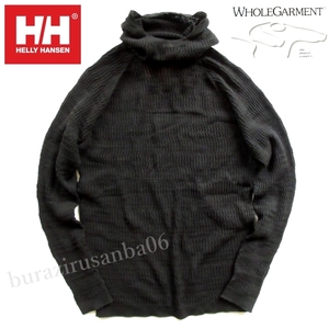 メンズ XL◆未使用 定価17,600円 ヘリーハンセン ウール セーター フーディー 黒 ホールガーメント WG Wool Sweater Hoodie アウトドア