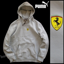 US/M 日本L相当◆未使用 PUMA × Ferrari プーマ×フェラーリ コラボ スウェット パーカー フーディー 上質な風合い グレー 531638_画像1