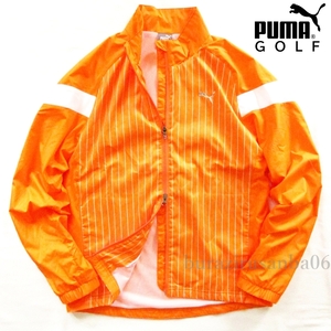 メンズ L◆未使用 定価14,300円 PUMA GOLF プーマ ゴルフ ウインドブレーカー ジップアップ ブルゾン ジャケット 裏地メッシュ オレンジ