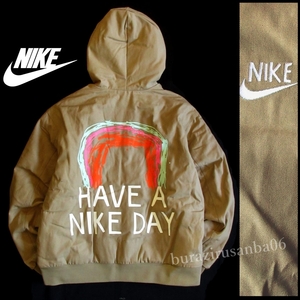 メンズ XL ゆるめ◆未使用 定価20,900円 NIKE ナイキ NSW HAVE A NIKE DAY 中綿入り ジャケット 高耐久キャンバス素材 厚手 ベージュ系