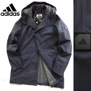 メンズ L◆未使用 定価2.4万 adidas アディダス ストレッチ ミドルコート トレンチコートスタイル 防水 ウーブンラミネーション素材 HB7883