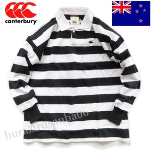 メンズ M◆未使用 定価17,380円 カンタベリー 長袖 ラガーシャツ ラグビージャージ ニュージーランド製 NZ STRIPE RUGBY JERSEY RA98001