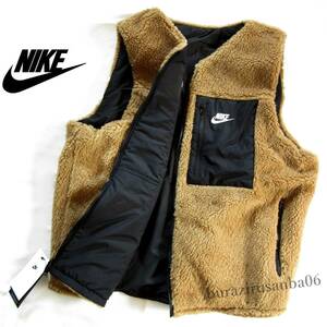 メンズ M◆未使用 定価12,650円 NIKE ナイキ リバーシブル ボアフリース ベスト 高耐久リップストップ素材 ボアベスト ルーズフィット