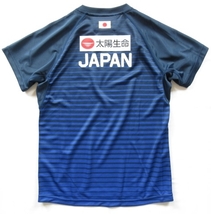 M メンズ 未使用 CANTERBURY カンタベリー ラグビー日本代表 支給品 プラクティス Tシャツ ネイビー ボーダー スポンサー入り 高機能素材_画像3