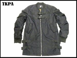新品 TKPA ジップアップフライットジャケット　バックルタイプロングジャケット ストリートウエアパリMA1ロング