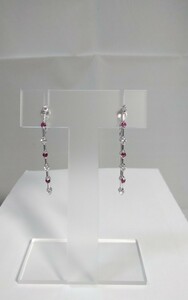 K14WG ruby diamond long earrings!R0.06ct. rank D0.08ct. rank.