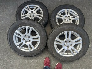 ナンカン　スタッドレスタイヤ　AW-1 4本セット　195/65R15 2022年　21週　走行距離少なめ　トヨタプレミオにて使用 ホイールセット