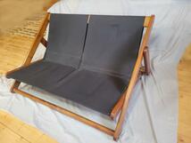 木製折り畳みソファ 2人掛け クッション付き 引取専用_画像3