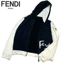 正規品 FENDI フェンディ FPMH3 250 sweatshirt スウェット フーディー パーカー ジップアップ ジャケット バナナ柄 鍵 フローラ 54_画像1