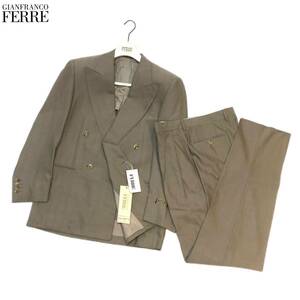 新品保管品 国内正規 Gianfranco Ferre ジャンブランコ フェレ シルク混 ダブルブレスト ストライプ 5B ジャケット スラックスパンツ 48